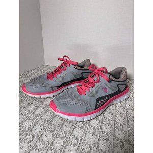 Womens U.S Polo Grey Tennis Shoes Pink Trim size 9
